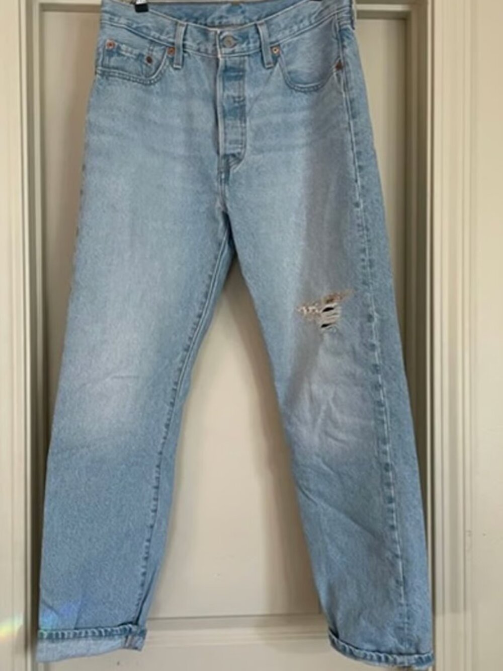 Levi's Floral Patchwork Straight Legged Lightwash Jeans
